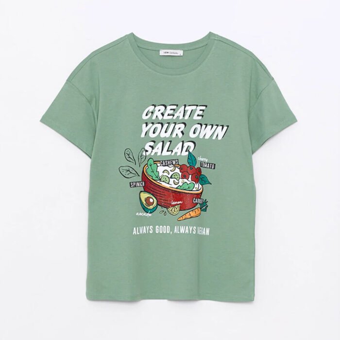 قميص كاجوال برقبة دائرية وأكمام قصيرة مطبوعة